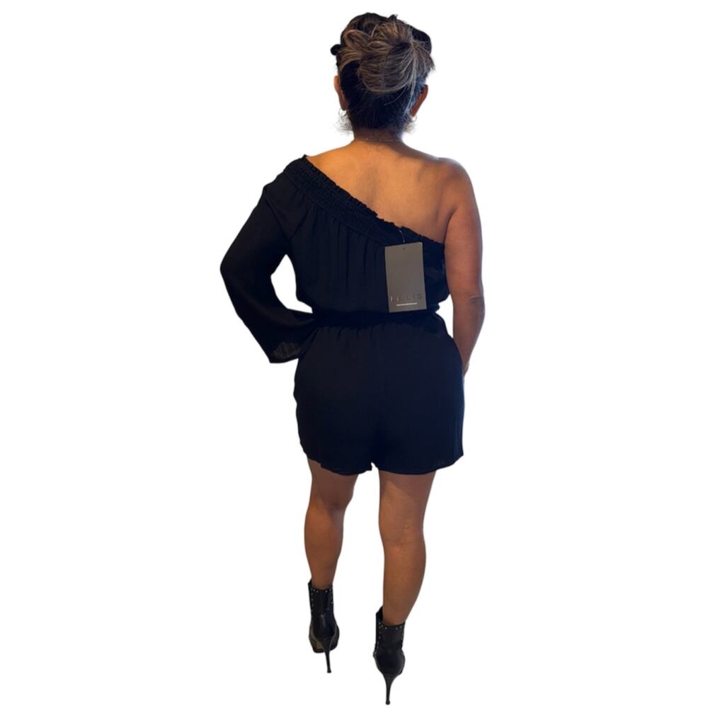 Le Lis Black One Shoulder Romper Size S